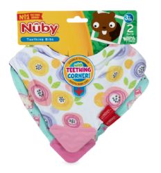 72 Wholesale Nuby Bandana Bib With Teether - Girl