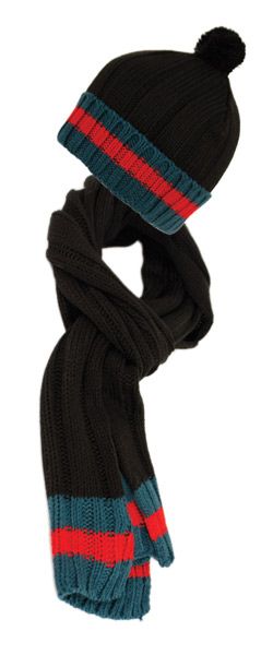12 Wholesale Stripe Cuff Cable Knit Beanie With Pom Pom & Scarf Sets Assorted