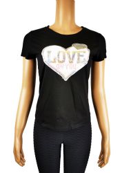 60 Pieces Love Patch With Sparkle Design Blouse - Women's T-Shirts