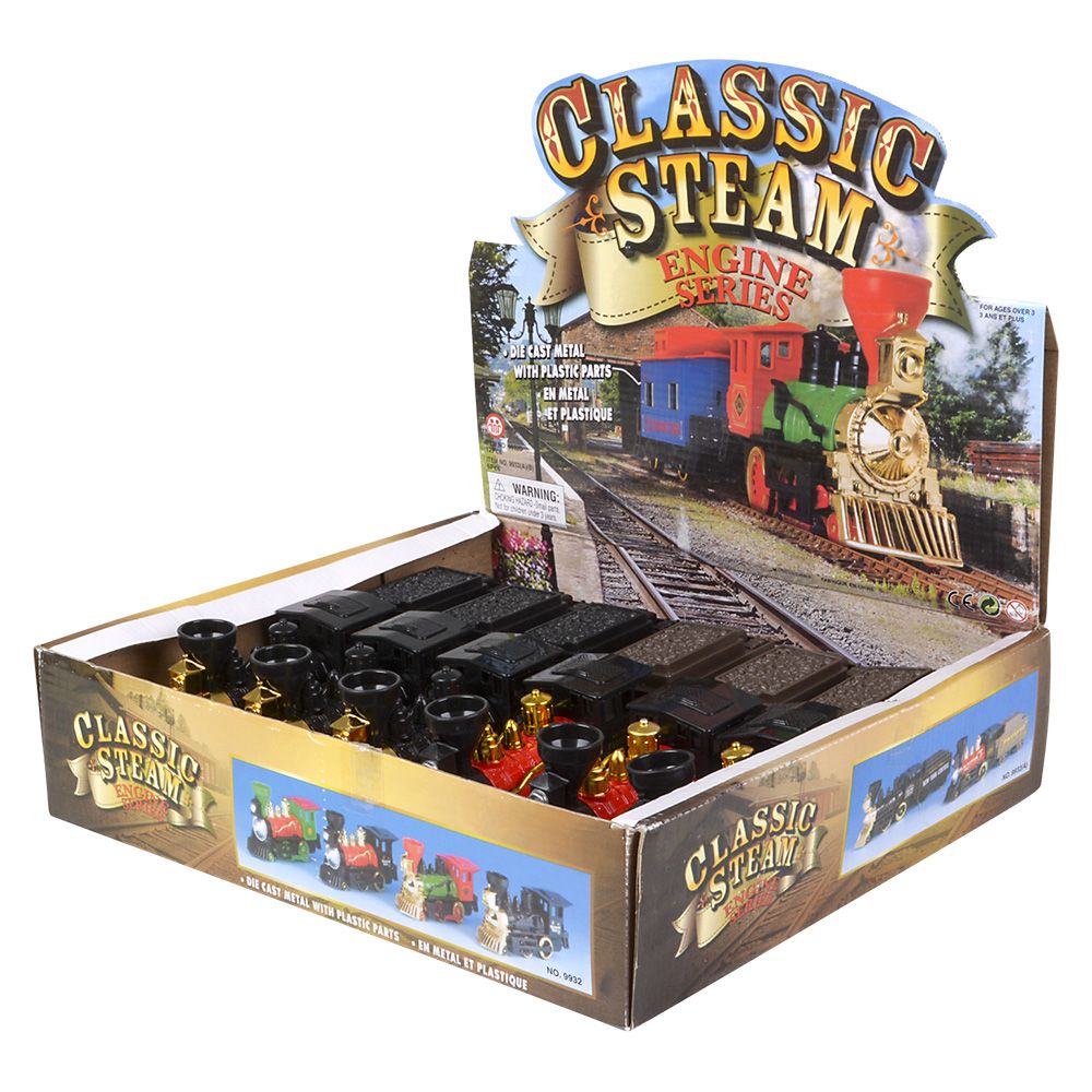 48 pieces 10" Steam Engine Locomotive DiE-Cast Pull Back 6pc/disp - Car, Planes, Trains & Bikes