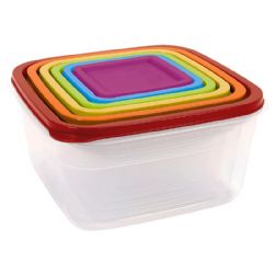 12 Pieces Set Of 6 Plastic Food Container Sqre - Food Storage Containers