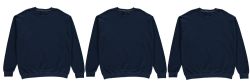 Unisex Fleece Line Cotton Crew Neck Sweat Shirt Navy Size L