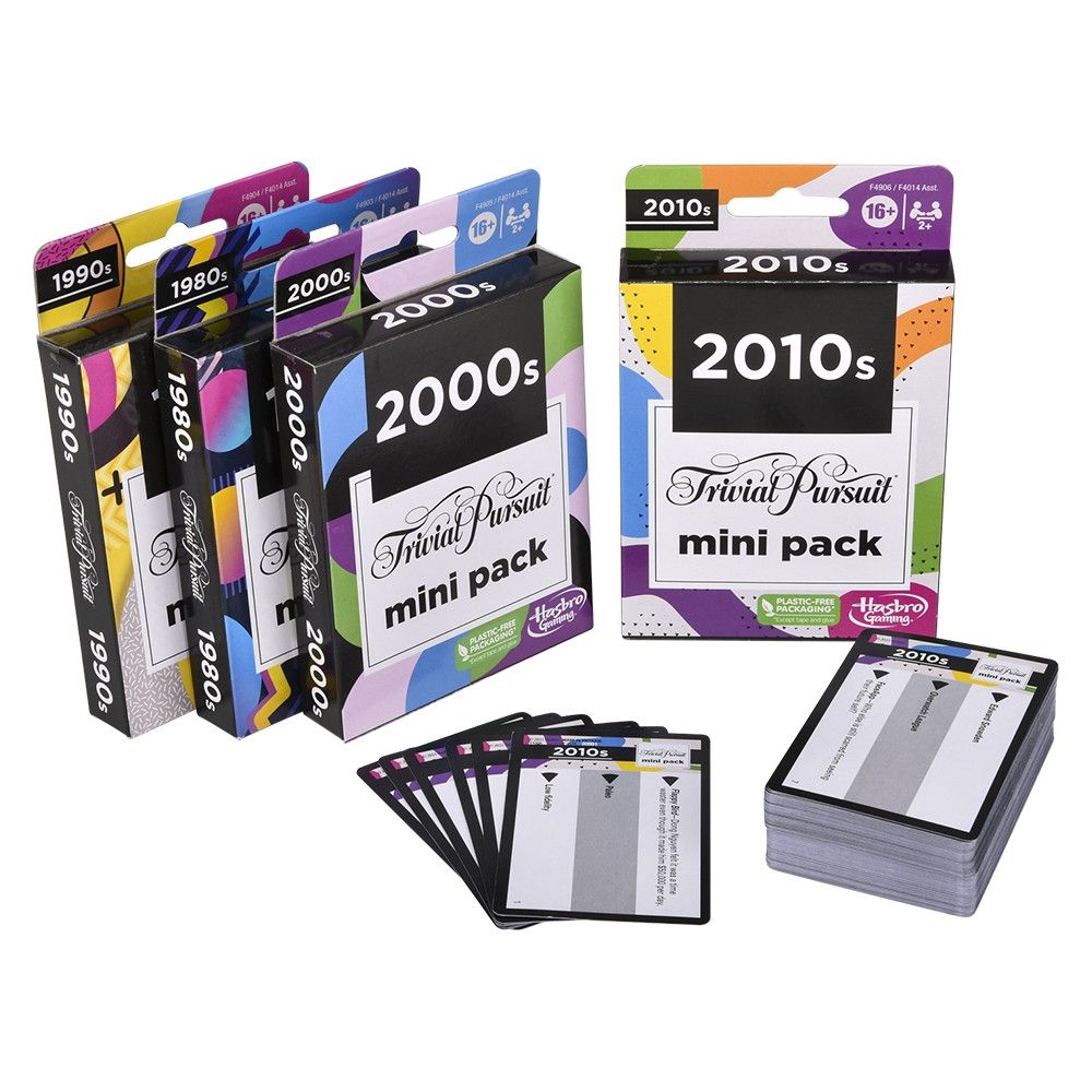 64 pieces Hasbro Trivial Pursuit Decades Mini Packs - Card Games