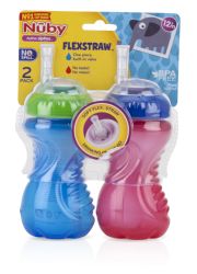 24 Pieces Nuby NO-Spill Flexstraw Cup, 10 Oz 2-Pk for 12 Months Up - Baby Accessories