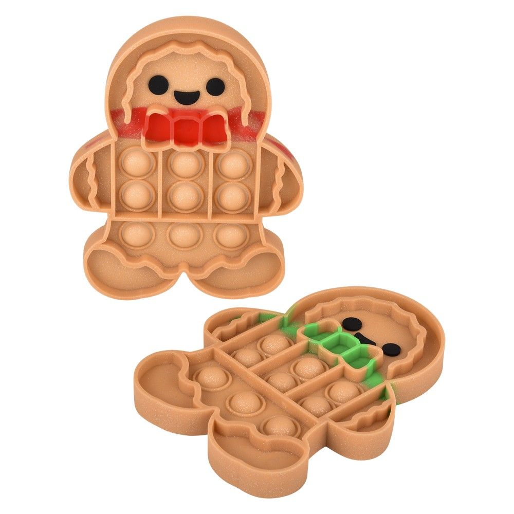 144 pieces Gingerbread Man Glitter Bubble Poppes 6" - Fidget Spinners