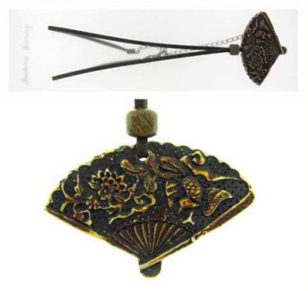 60 Wholesale Brown Leather Cord With Fan Shaped Pendant Necklace