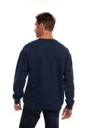 Unisex Fleece Line Cotton Crew Neck Sweat Shirt Navy Size L