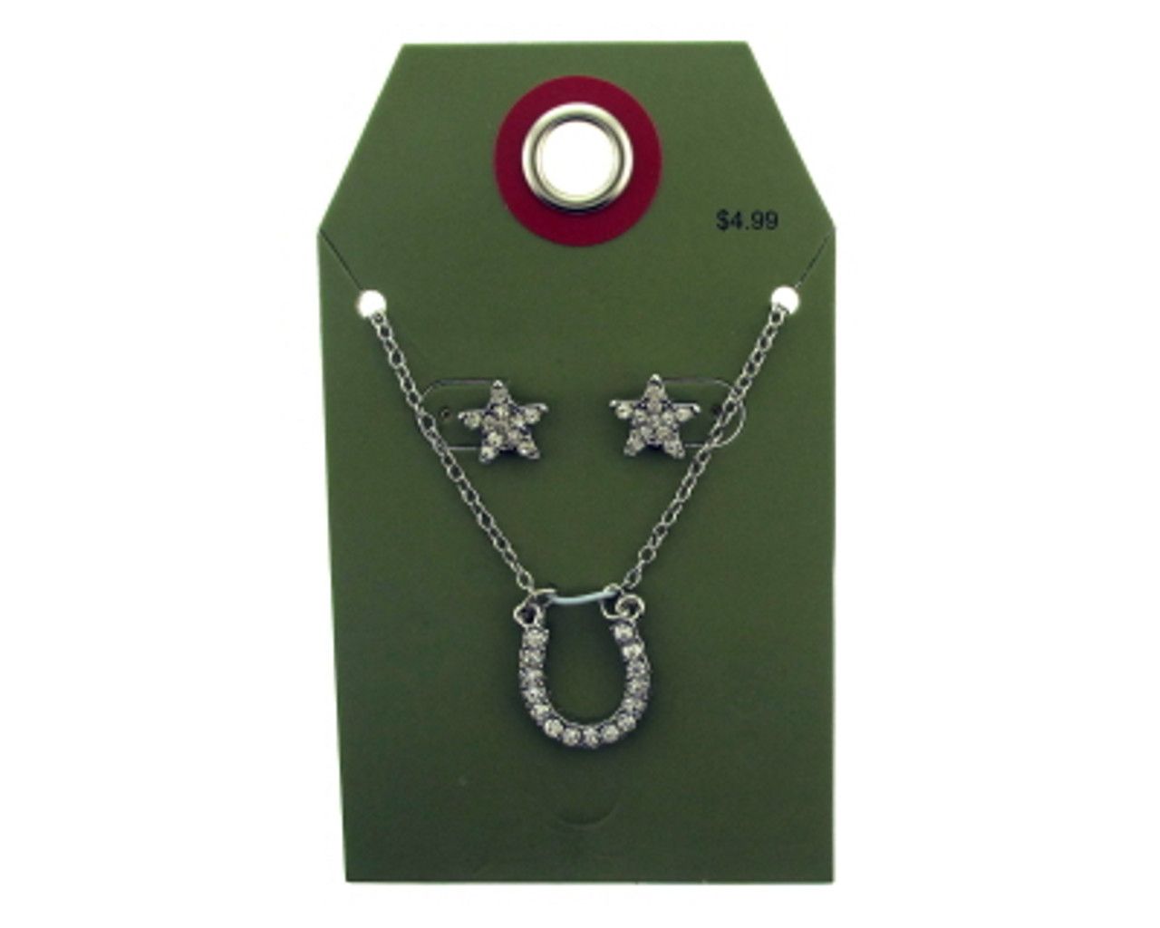 60 Wholesale Silver Tone Horseshoe And Star Necklace And Earring Set