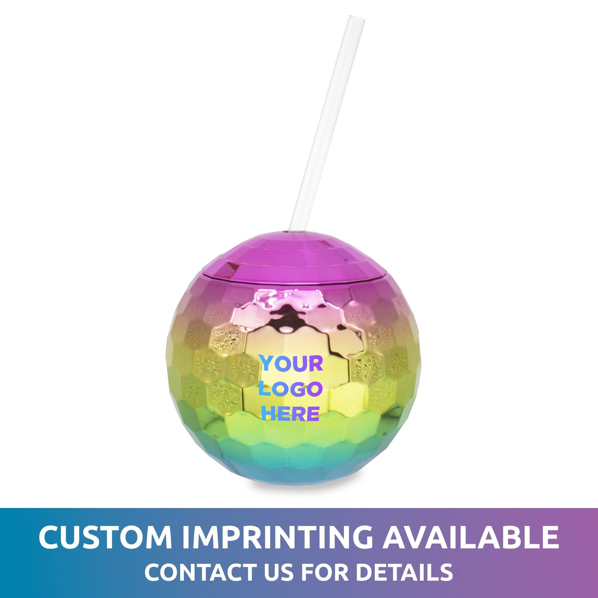 Wholesale Footwear Rainbow Disco Ball Cup With Straw