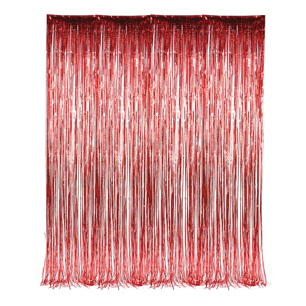 48 pieces Red Foil Fringe Curtain 36"x96" - Hanging Decorations & Cut Out