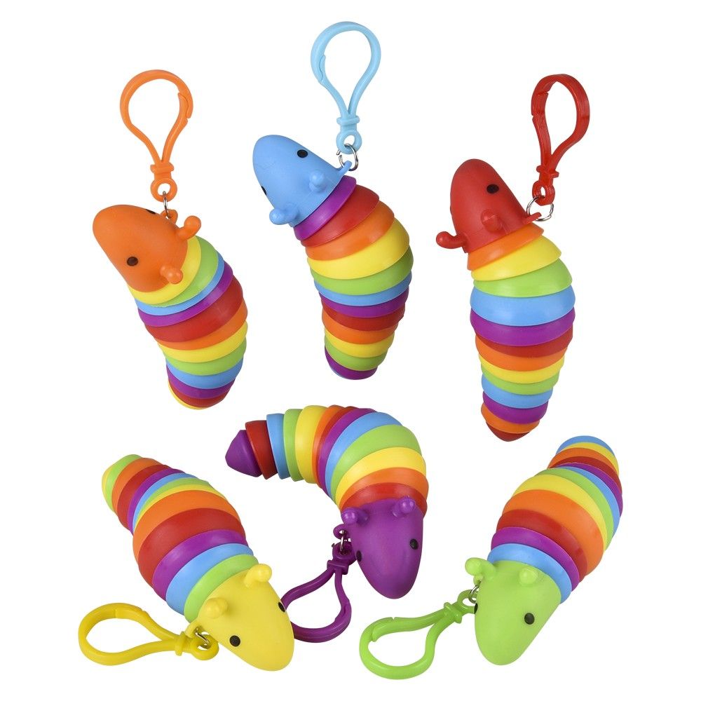 144 pieces 3.75" Sensory Wiggle Caterpillar Clip on - Key Chains