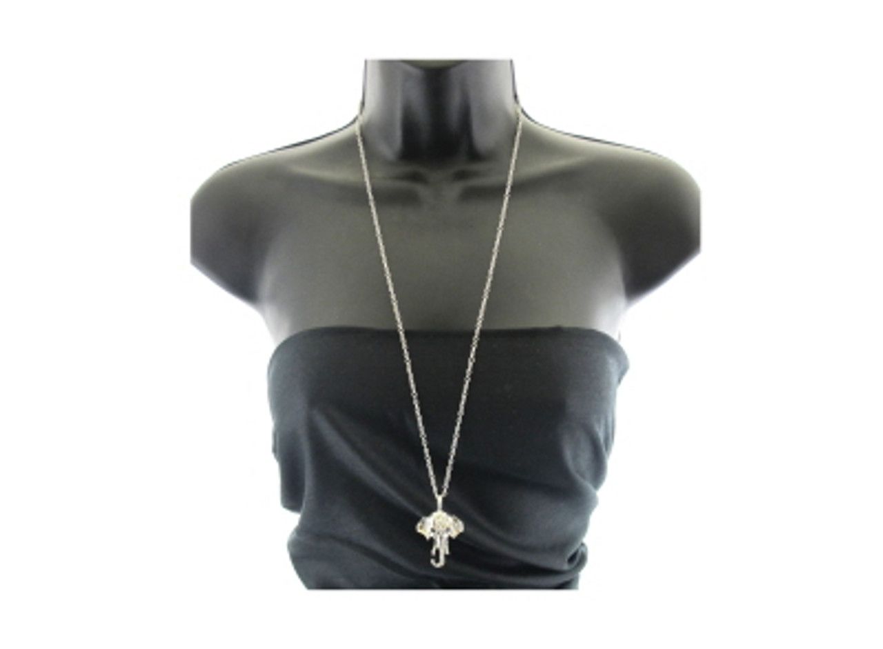 60 Wholesale Silver Tone Elephant Head Charm Necklace