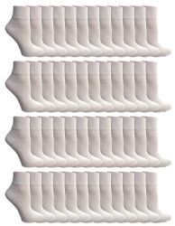 48 Pairs Yacht & Smith Men's Cotton Sport Ankle Socks Size 10-13 Solid White - Mens Ankle Sock