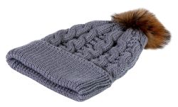 Yacht & Smith Womens Pom Pom Beanie Hat, Winter Cable Knit Hat, Warm Cap, 3" Poms Gray - Winter Beanie Hats