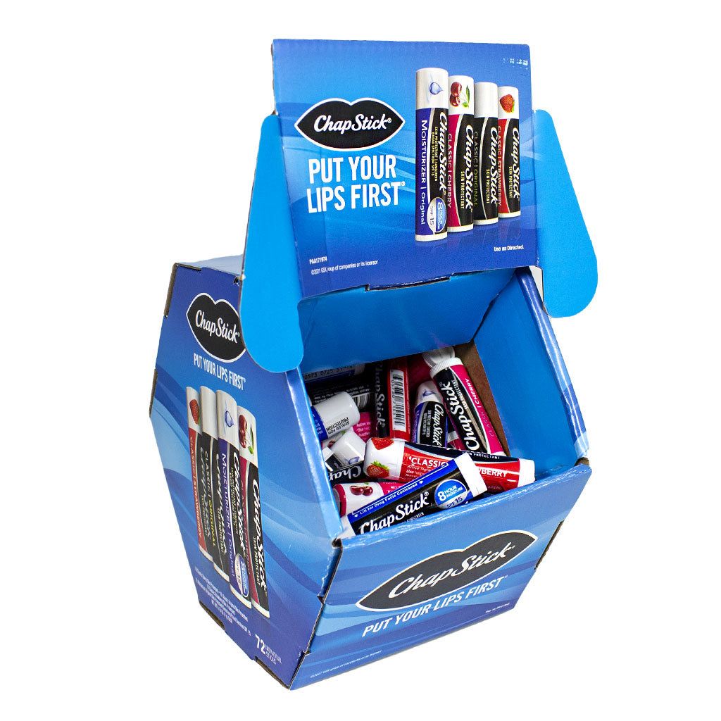72 of Wholesale Chapstick Fishbowl Display - Bucket Of 72 Lip Balm Sticks