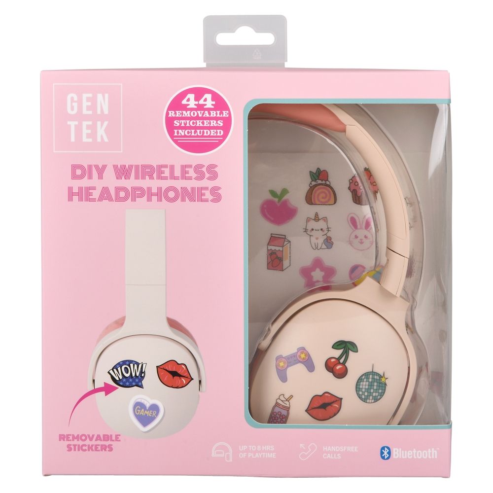 24 of Gentek Wireless Headphones With Stickers (pink)