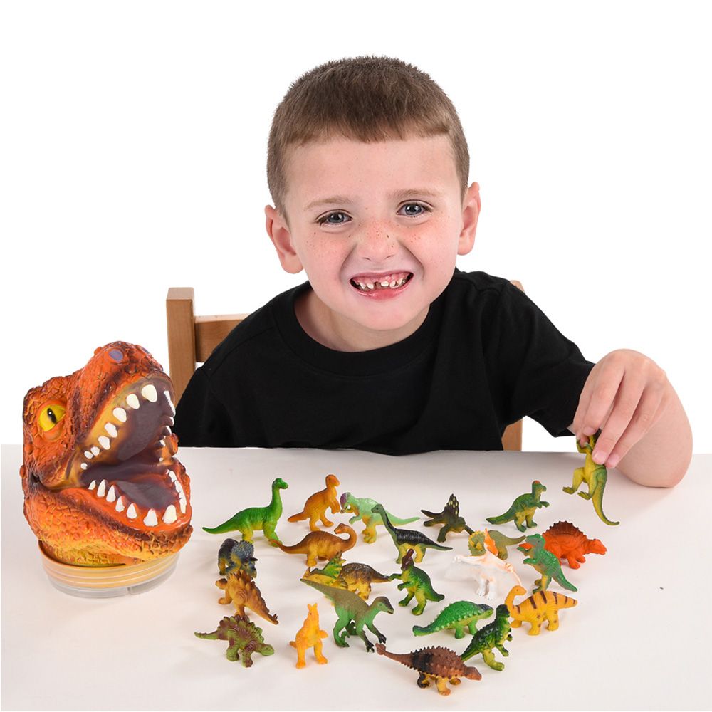 8 pieces of 24 Pc Dinosaur Set With T-Rex Head Case