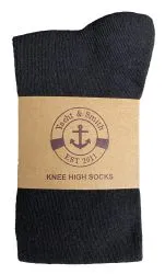 Yacht & Smith Girls Black Knee High, Sock Size 6-8