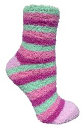 Yacht & Smith Women's Fuzzy Snuggle Socks , Size 9-11 Comfort Socks Assorted Stripes
