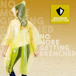Yacht & Smith Unisex One Size Reusable Rain Poncho Assorted Colors 60g pe
