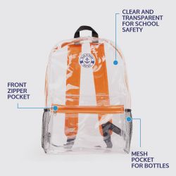 Yacht & Smith 17inch Water Resistant Assorted Color Clear Backpack With Adjustable Padded Straps