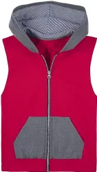 Boys Fruit Of The Loom Fleece Sleeveless Full Zip Hoodie Size Medium