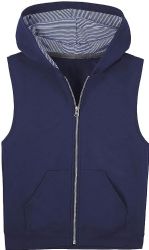 Boys Fruit Of The Loom Fleece Sleeveless Full Zip Hoodie Size Large