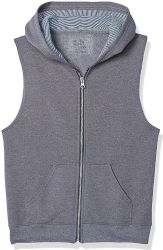 Boys Fruit Of The Loom Fleece Sleeveless Full Zip Hoodie Size Large
