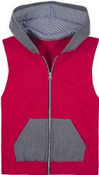 Boys Fruit Of The Loom Fleece Sleeveless Full Zip Hoodie Size Large
