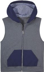 Boys Fruit Of The Loom Fleece Sleeveless Full Zip Hoodie Size Large