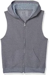 Boys Fruit Of The Loom Fleece Sleeveless Full Zip Hoodie Size Large