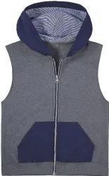 Boys Fruit Of The Loom Fleece Sleeveless Full Zip Hoodie Size X Large