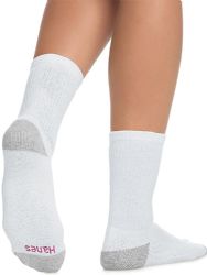 Hanes Crew Sock For Woman Shoe Queen Size 8-12 White Sock