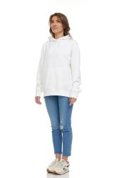 Womens Cotton Over Sized Hoodie White Size L