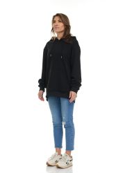 Womens Cotton Over Sized Hoodie Black Size xl