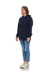 Womens Cotton Over Sized Hoodie Navy Size M