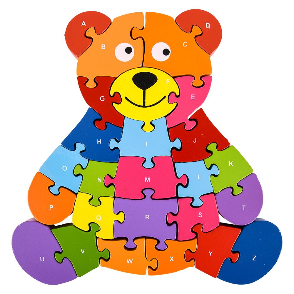 18 pieces of 9" X 8.25" Wooden Bear Letter Puzzle