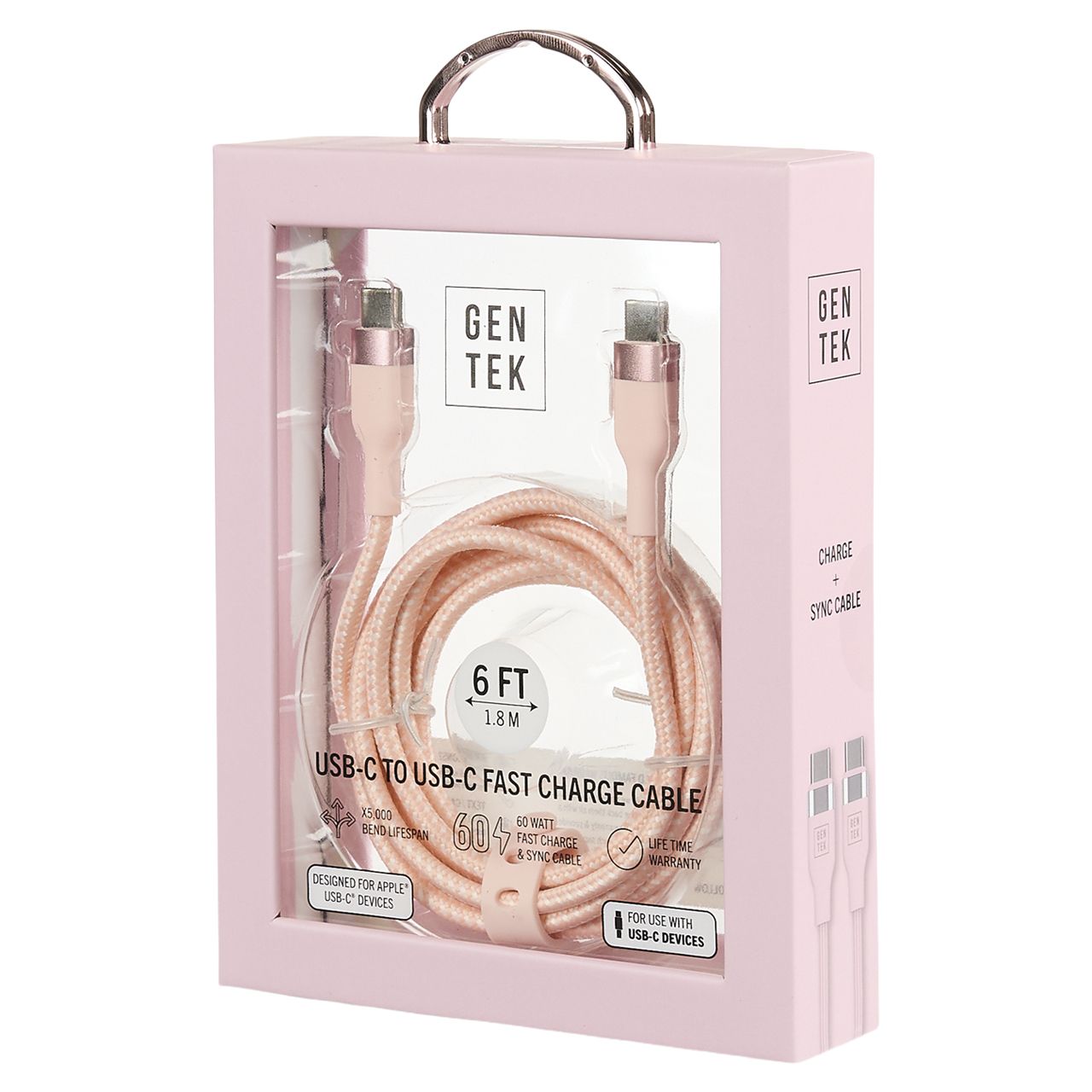 48 pieces Gen Tek 6ft 60w Usb C To Usb C Fast Charging Cable - Pink - Cable wire