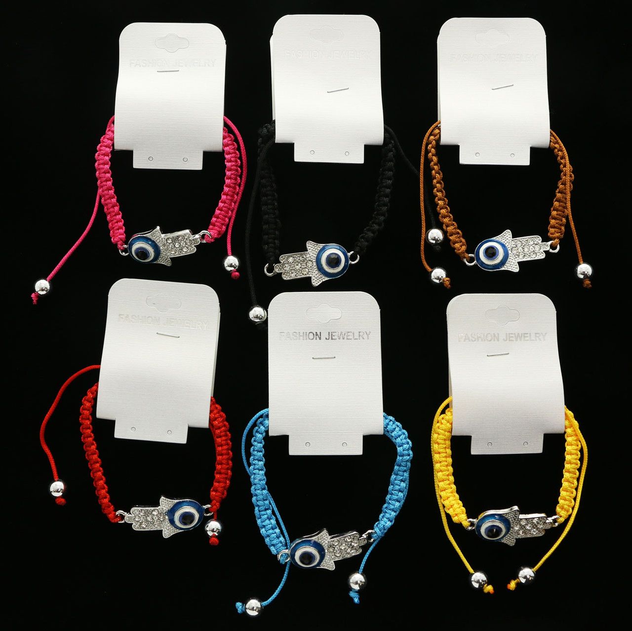 60 Wholesale Braided String Bracelets With Hand Eye Charm