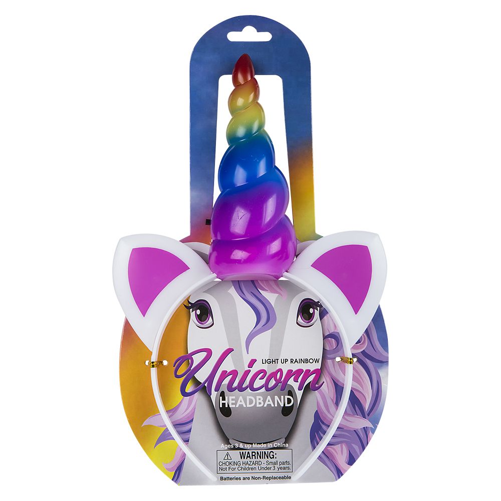 96 pieces LighT-Up Rainbow Unicorn Headbands - Costumes & Accessories