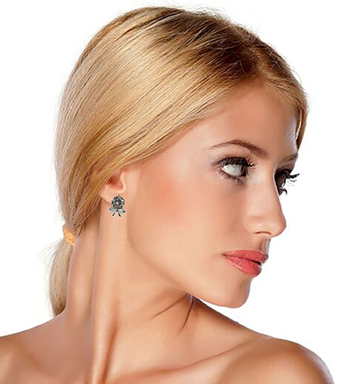 60 Wholesale Silver Tone Cubic Zirconia Stud Earrings