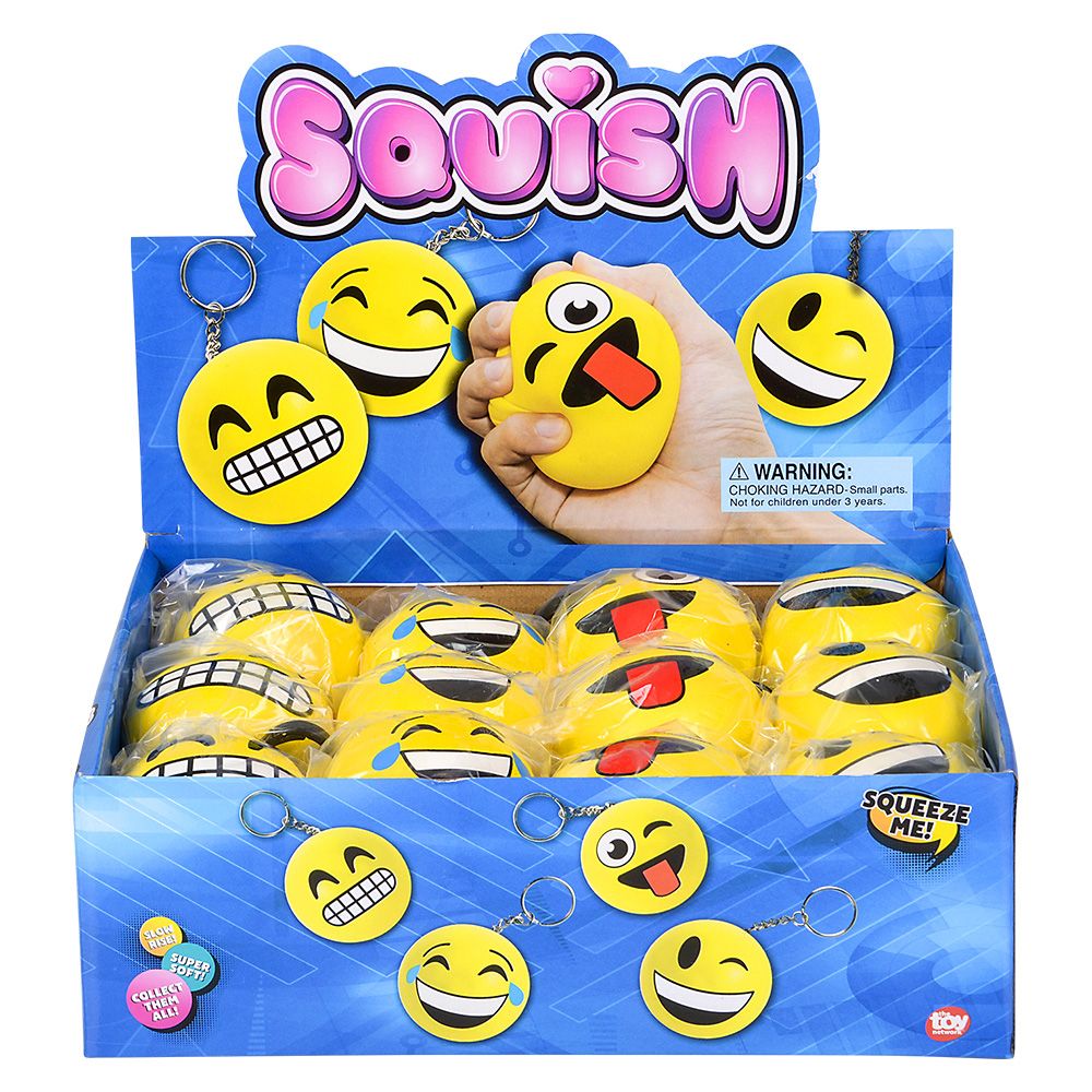 288 pieces 2.75" Emoticon Squish Backpack Clip 24/display - Slime & Squishees