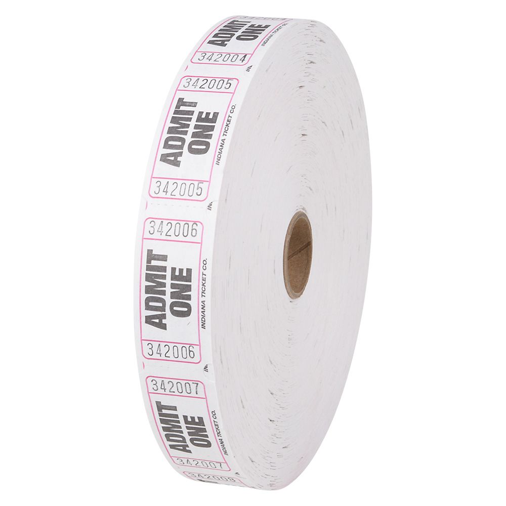 40 pieces Admit One Single Ticket Rolls White - Party Paper Goods