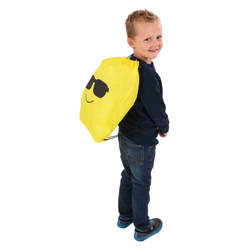 144 pieces Emoticon Drawstring Backpack 16 X 13" - Draw String & Sling Packs