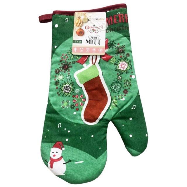 72 Pieces Xm Printed Oven Mitten 7"x12" - Kitchen Gear