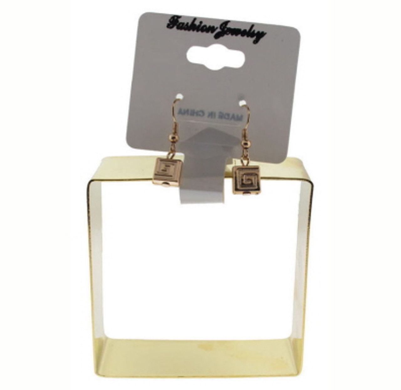 60 Wholesale Goldtone Square Bangle Bracelets, With Hook Earrings