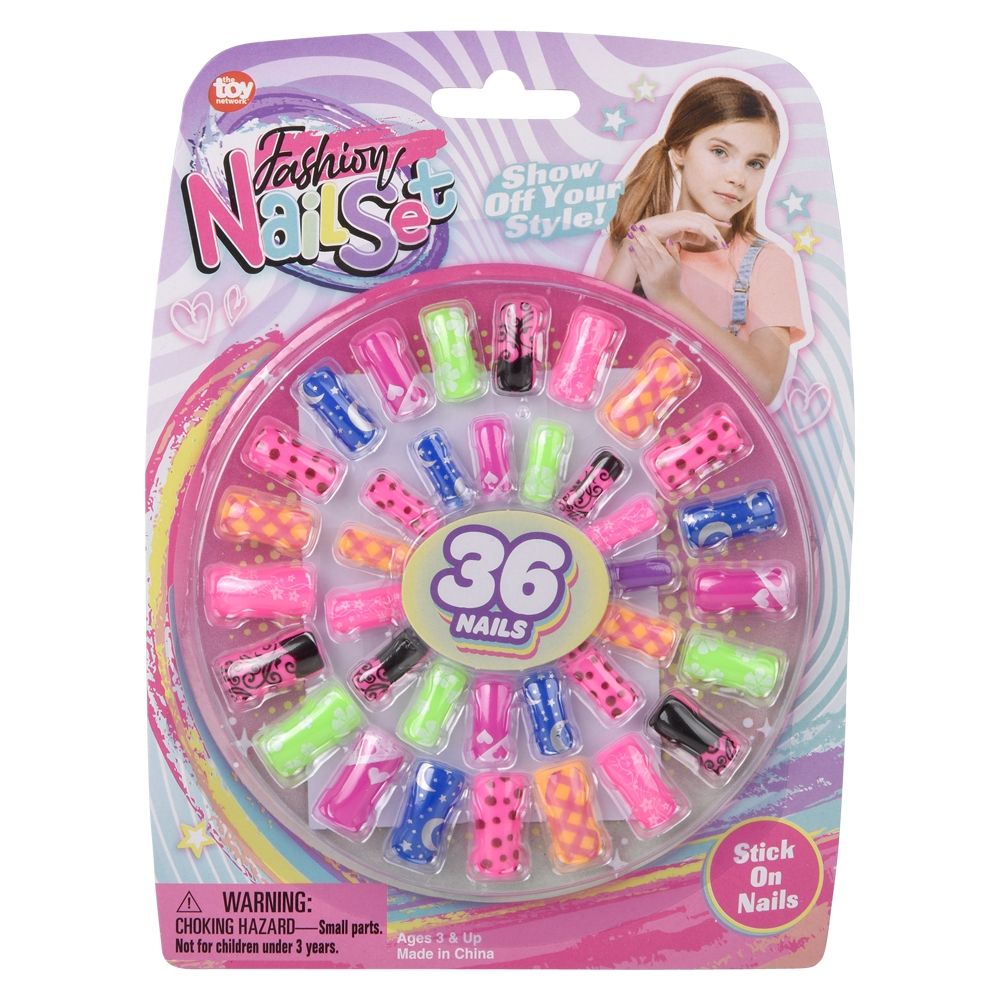 144 pieces Fashion Adhesive Nail Set 36ct - Girls Toy Sets