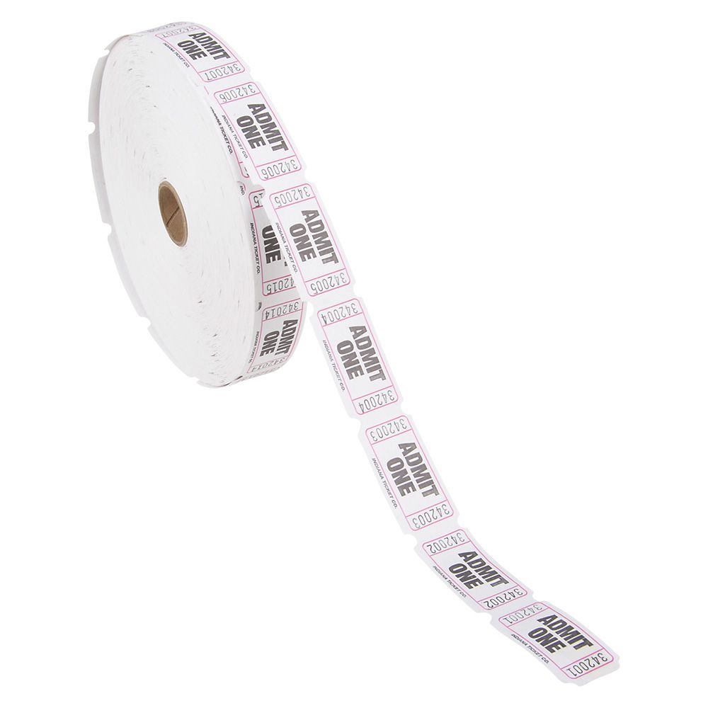 40 pieces Admit One Single Ticket Rolls White - Party Paper Goods