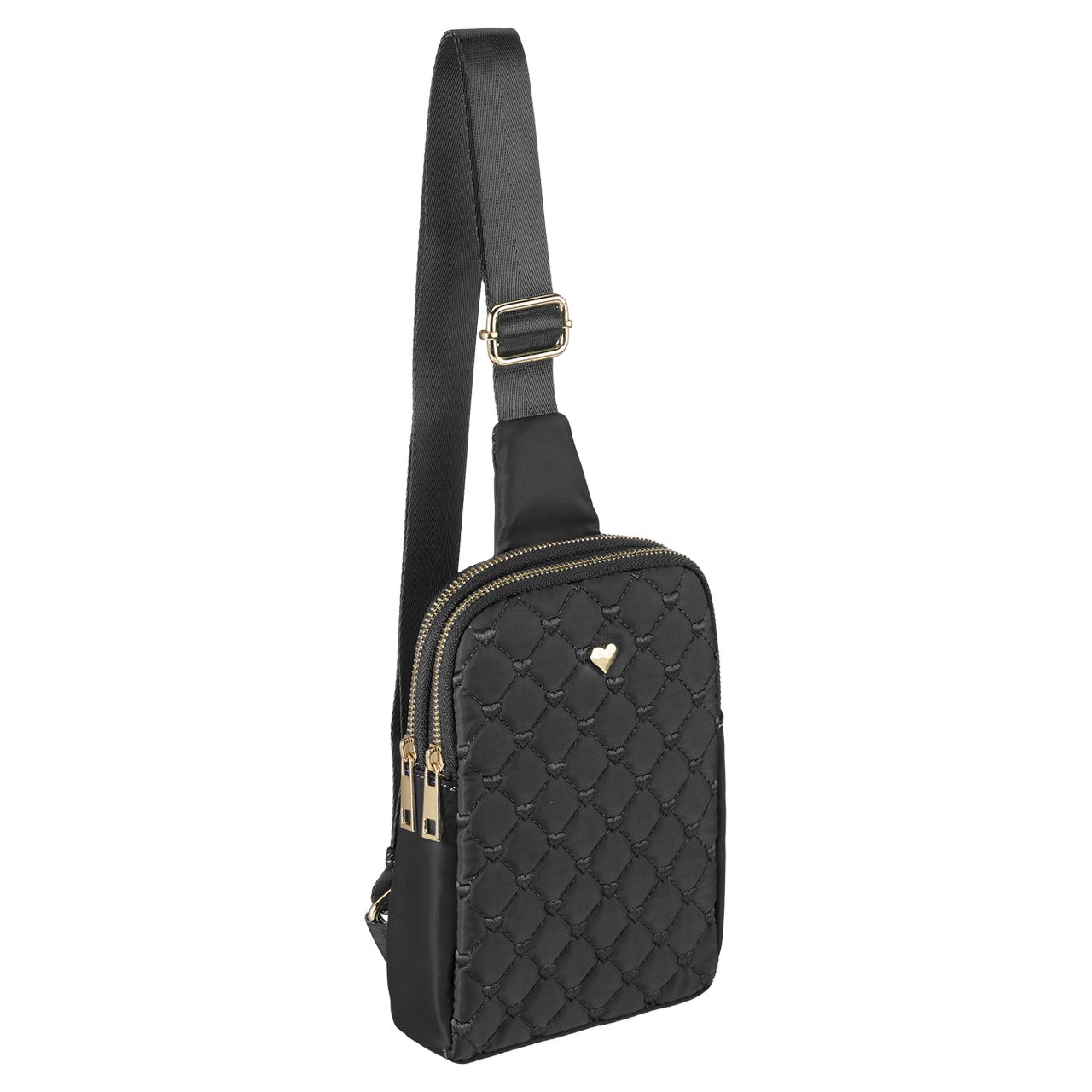 36 pieces Double Compartment Quilted Sling Bag - Black - Shoulder Bags & Messenger Bags