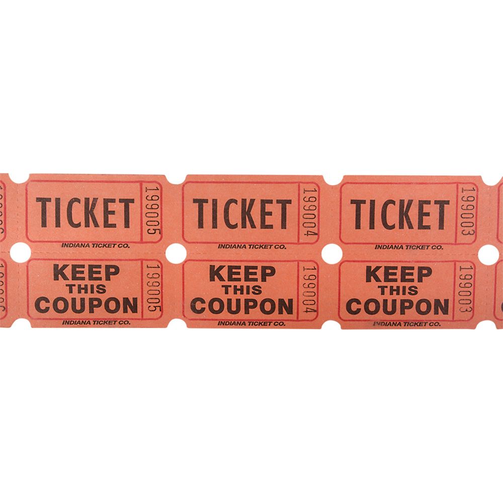 40000 pieces Double Roll Ticket Orange -2000/roll - Party Paper Goods